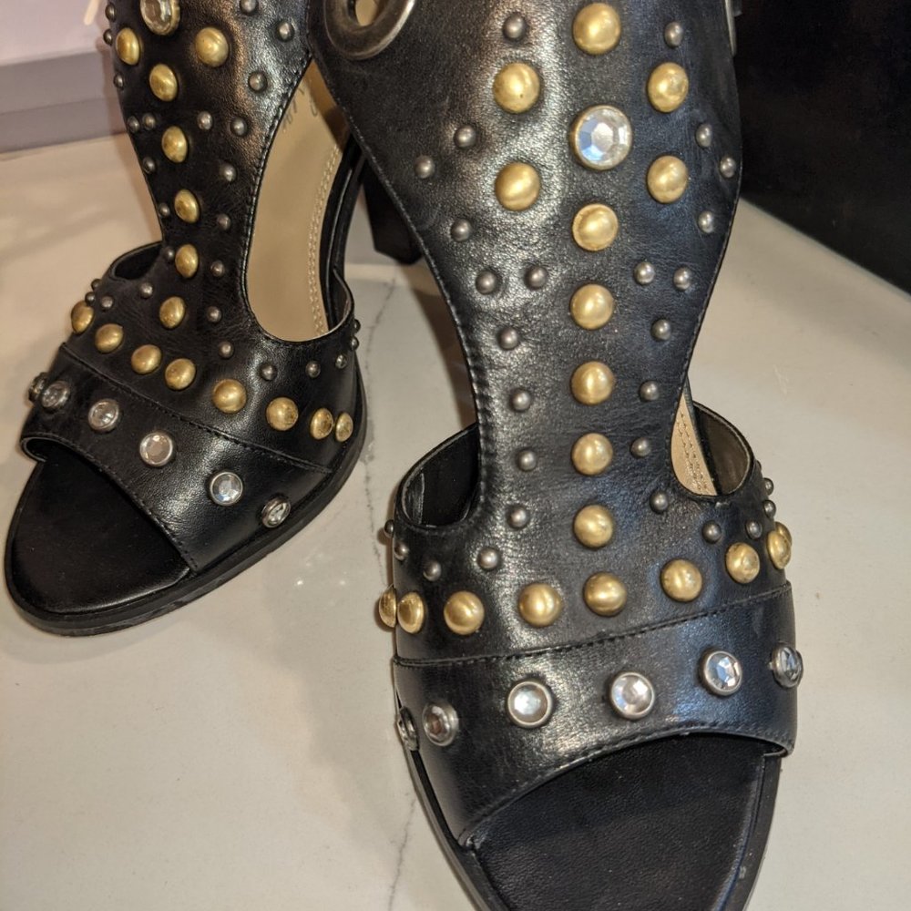 Marc Fisher Studded Black Leather Size 8
